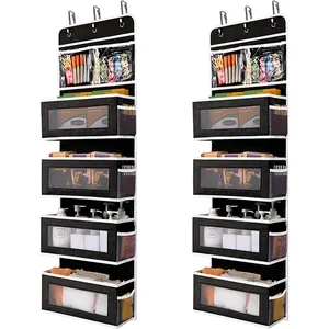 Storage Wholesale Black 2 Pack 5-Shelf Over Door Organization Storage Hanging Closet Organizers With Side Pocket