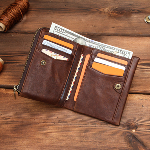 <span class=keywords><strong>Portafoglio</strong></span> Vintage Bifold in vera pelle per <span class=keywords><strong>uomo</strong></span> <span class=keywords><strong>piccolo</strong></span> <span class=keywords><strong>portafoglio</strong></span> RFID con Slot per carte con cerniera <span class=keywords><strong>portafoglio</strong></span> portamonete - Product Image 1