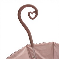 Parapluie de mariée droit 21IN*8K SPA50+ en dentelle beige, tissu pongee 190T en nylon, manche long, diamètre ouvert 100cm, pour mariage