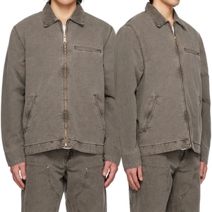 Durable Men <b>Work</b> Wear <b>Jacket</b> Zip Closure Patch Pocket Cotton <b>Canvas</b> <b>Jacket</b> for Male - Product Image 5