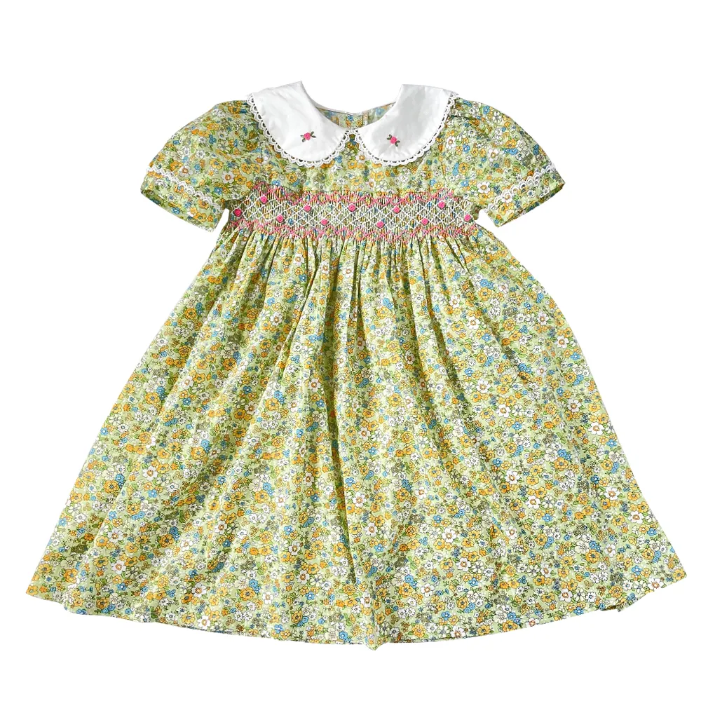 Hot sale spring doll collar pastoral style flower toddler girls cute dresses