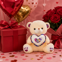 Ours en peluche holographique iridescent ultra doux avec cœur « Je t'aime » pour un cadeau romantique pour la Saint-Valentin