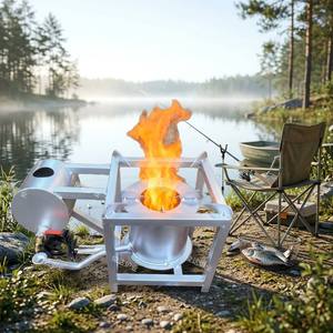 Poêle à gazéification <span class=keywords><strong>sans</strong></span> fumée avec support de réservoir de combustible, poêle à <span class=keywords><strong>bois</strong></span> à combustion secondaire haute efficacité pour la cuisson en extérieur - Product Image 3