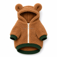 Vêtements personnalisés pour animaux de compagnie : Combinaison polaire zippée avec oreilles d'ours pour chien, combinaison chaude en peluche pour chiot et chat, vente en gros OEM