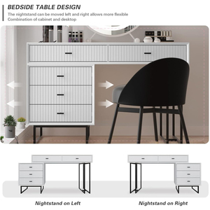 YuanFu camera da letto mobili moderni MDF luce Led trucco Vanity tavolo comò con specchio - Product Image 2