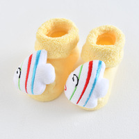 Chaussettes d'hiver en tricot antidérapantes pour enfants, motif animalier mignon, chaudes, pour la maison, avec emballage en boîte, vente en gros