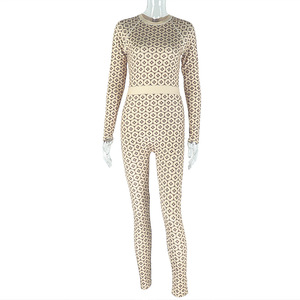 Monos ajustados informales de una pieza para mujer, <span class=keywords><strong>mono</strong></span> de manga larga estampado, de una pieza, 2025, para mujer - Product Image 5