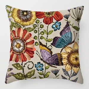 Housse de coussin rectangulaire en lin tissé de style bohème avec motif floral et <span class=keywords><strong>papillon</strong></span> pour la maison et l'hôtellerie - Product Image 2