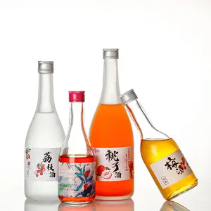 1000Ml 750Ml 500Ml 375Ml 200Ml Empty Glass Bottle Transparent Fruit Juice Frosted Ice Wine Glass Bottle With Cork