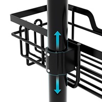 Étagère de Douche d'Angle Extensible en Métal à Tension Réglable à 4 Niveaux pour Salle de Bain