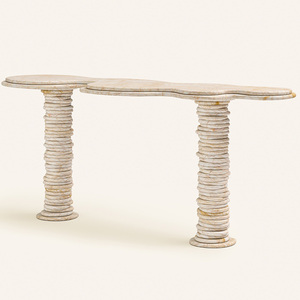 <span class=keywords><strong>Table</strong></span> d'appoint en marbre de luxe nordique <span class=keywords><strong>Table</strong></span> <span class=keywords><strong>console</strong></span> en travertin de porche de luxe nordique pour salon de couloir d'entrée - Product Image 2