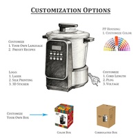 Robot culinaire multifonctionnel électrique 6L 900W haute puissance avec contrôle LED pour Fufu et piler l'igname, en acier inoxydable