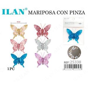 Ilan Mariposa Con Pinza 8Cm Multicolor Fermaglio per Capelli a Farfalla Accessorio Moda - Product Image 3