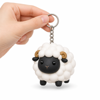 Porte-clés en PVC souple 3D personnalisé, motif mouton blanc réaliste, avec design personnalisé pour femme, cadeau de Noël