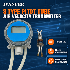 เครื่องวัดความเร็วลมอุตสาหกรรม IVANPER AF200B แบบท่อพิโตต์ พร้อมจอ LCD แสดงผลแบบออนไลน์ ความแม่นยำ 3% FS ใช้ไฟ 24VDC ป้องกันการอุดตัน เหมาะสำหรับหม้อไอน้ำ - Product Image 1