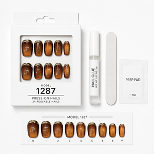 Gradient Press on Nails Full Cover False Nails Acrylic <b>Square</b> Tips with Glue Luxury Nail <b>Set</b> - Product Image 2