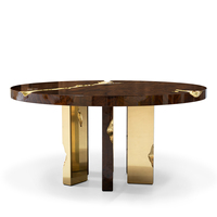 Meubles d'appartement élégants pour la maison et l'hôtel, style contemporain moderne, table à manger ronde haut de gamme en bois et laiton