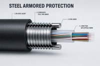Vente directe usine – Câble à fibres optiques 12 ou 24 cœurs OM1/OM2/OM3/OM4 pour pose intérieure et ponteuse – -40~+70°C