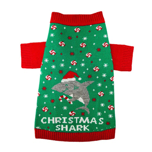 <span class=keywords><strong>Pull</strong></span> de Noël à carreaux pour <span class=keywords><strong>chien</strong></span>, motif requin, vert, tricoté, avec Père Noël et flocons de neige, tenue chaude d'hiver pour chiots de petite et moyenne taille, idéal pour les fêtes - Product Image 4