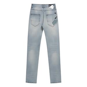 Vente en gros d'usine, logo de marque personnalisé, jeans slim fit déchirés bleus de haute qualité avec patch étoile, jeans tendance pour hommes, jeans Amiry - Product Image 5
