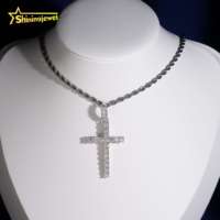 Pendentif Croix en Diamant de Laboratoire Personnalisé en Argent Massif 925 Plaqué Or, Breloques Croix en Diamants de Laboratoire HPHT, Bijoux Iced Out
