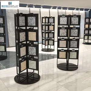 Boya Customize Rotate In All Directions Sample Porcelain Floor Marble Tile Exhibition Rack Mosaic Tile Display Showroom