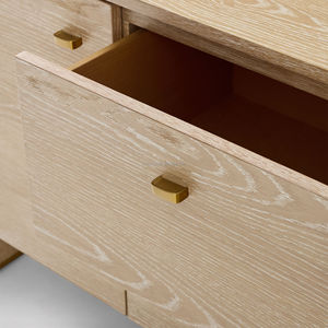 MYHOME 2025 Buffet Buffet Vitrine Moderne à 4 Portes en Chêne Massif de Style Français avec Finition Blanche Cerused pour Salle à Manger à la Maison - Product Image 4