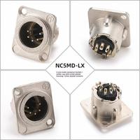 Konektor XLR 5 Pin Male Female Sepasang, Dudukan Panel Persegi, Soket Cannon untuk Audio, Mikrofon, Speaker, Mixer
