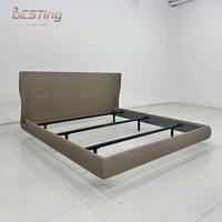 Les derniers meubles de luxe pour chambre à coucher Lit double en cuir avec tête de lit moderne Lit de rangement