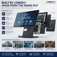 Terminal de point de vente tout-en-un LongFly X590 Android Windows avec double écran tactile capacitif, caisse enregistreuse pour la vente au détail J6412 I5 I7