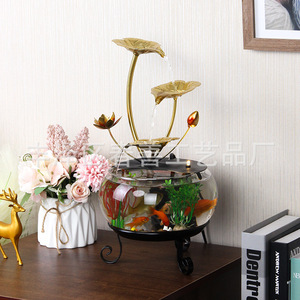 Fontaine d'eau de bureau avec aquarium en verre à débit d'eau, décoration moderne pour la zone de réception de bureau - Product Image 3