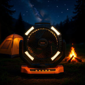 Linterna LED Recargable Vevor de 13 Pulgadas con Ventilador, 4 Velocidades, Giro de 45 a 90 Grados, Temporizador USB, Portátil para Casa y Camping - Product Image 2