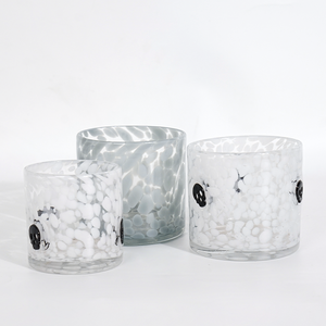 High-value Creativity Luxury Different Colors Leopard Texture Glass Candle Jar Hand Blown Candle Jar with Packaging Gift <b>Set</b> - Product Image 4