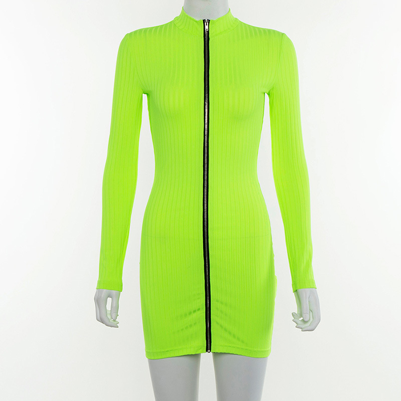 green neon roll neck bodycon dress 💚 NEON EXCLUSIVE TUBE BODYCON | DRESS main image 1