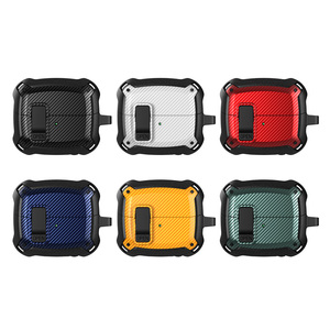 Para <span class=keywords><strong>Samsung</strong></span> Galaxy Buds 3 Pro / Buds 3 Funda protectora de fibra de carbono para auriculares TPU PC Cubierta de armadura resistente + GANCHO - Product Image 2
