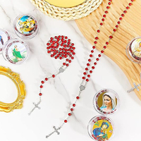 12 Colliers Chapelets Catholiques en Bois, Perles Religieuses, Cadeaux Chapelets Sacrés, Boîtes Cadeaux, Prière Géométrique Unisexe