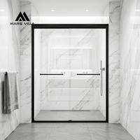 Porte de douche coulissante sur mesure en aluminium noir Mars Villa USA Canada avec verre trempé transparent CE SGCC