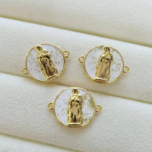 Pendentif coquillage plaqué or tendance CH-JDP1838, pendentif religieux Vierge Marie de San Benito avec zircon, accessoire collier <span class=keywords><strong>montre</strong></span> de poche - Product Image 1