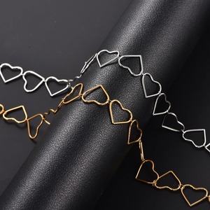Collier pour femme en acier inoxydable couleur argent/or, motif cœur, délicat, ajouré, fait main, avec maillons, accessoires de bijouterie en métal - Product Image 2