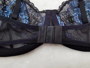 مثير امرأة الدانتيل Underwire رفع حمالة الصدر ثونغ الملابس الداخلية 2 قطعة التطريز الأزهار - Product Image 4