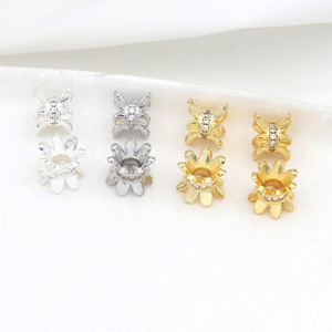 <b>Flower</b> Spacer Bead Zircon Jewelry Finding DIY <b>Bracelet</b> Parts 14K Gold Plated Silver Color 18K Gold White Gold Beading Components - Product Image 3
