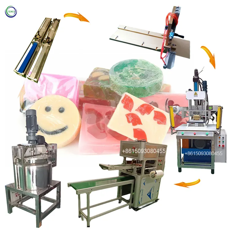 Bar Soap Cutting Machine Cutter With Automatic Soap Stamping Stretch Film Wrapping Packing Machine