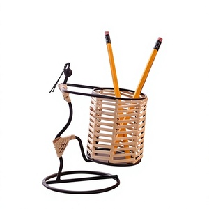 Iron Round Metal <b>Pen</b> Holder Desk Accessory for Table Decor Showpiece Gifts Newest Design Handcrafted Products on Sale - Product Image 1