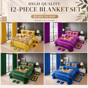 Set di Lusso di 12 Pezzi Coperta in Flanella Morbida e Calda Misura King con Federe - Product Image 5