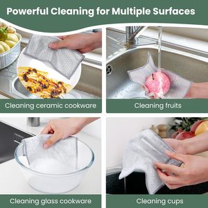 Double Layer Scrubbing Dish <b>Cloth</b> Multipurpose <b>Kitchen</b> Silver Wire Dish Towel Reusable Household Cleaning Dishwashing Rag - Product Image 6