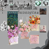 Boîte cadeau florale de luxe faite à la main, portable et pliable, avec motif floral et estampage sur papier couché pour le transport des fleurs
