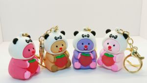 Tốt Nhất Bán PVC Móc Khóa Dễ Thương Động Vật Phim Hoạt Hình Và Hợp Thời Trang Túi Charms Với <span class=keywords><strong>Panda</strong></span> Hat Vòng Chìa Khóa Với Trái Cây Yếu Tố - Product Image 2