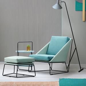 attesa di stile italiano metà del secolo singolo tessuto salone di base in metallo per il tempo libero del braccio sedie moderne - Product Image 2