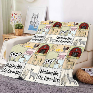 New Cute Country Farm Animals Pig Cow Chicken Tractor Flannel Blanket Customized Winter Warm Soft <b>Sofa</b> Couch <b>Bed</b> Throws Blankets - Product Image 1