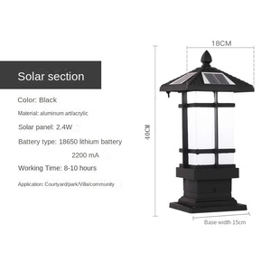 Lampe solaire LED pour pelouse, éclairage extérieur pour jardin, allée, résistante à l'eau IP65, corps en alliage d'aluminium, abat-jour en verre, lumière du jour 5000K - Product Image 4